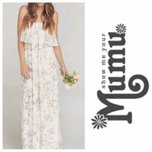 Show Me Your Mumu Caitlin Floral Ruffle Chiffon Maxi Dress-Forever Vine Sz: L